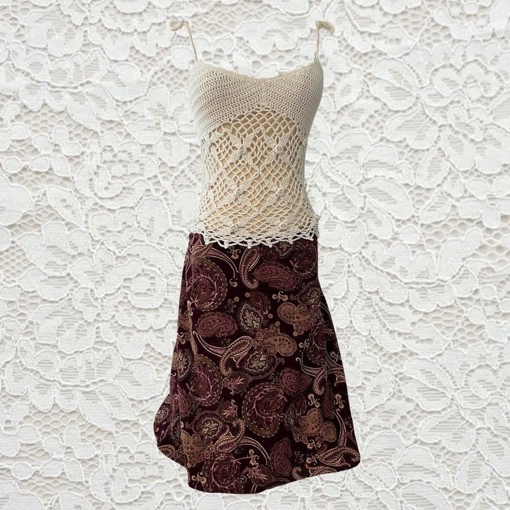 vintage 90s‎ paisley printed fairy midi skirt